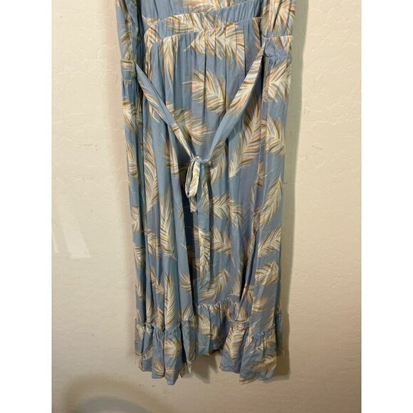 Torrid Sz 00 (US 10 M/L) Light Blue Midi Feather Print Tie Waist Sundress - Picture 7 of 8